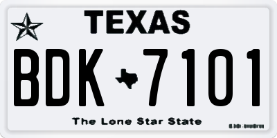 TX license plate BDK7101