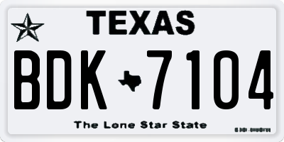 TX license plate BDK7104