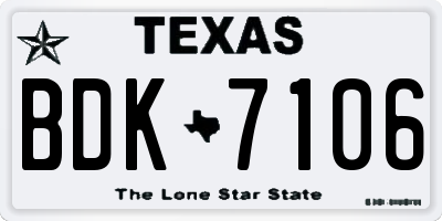 TX license plate BDK7106