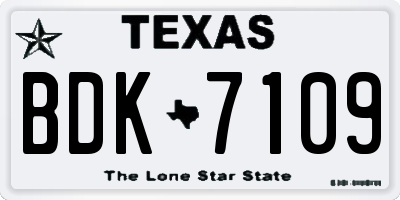 TX license plate BDK7109