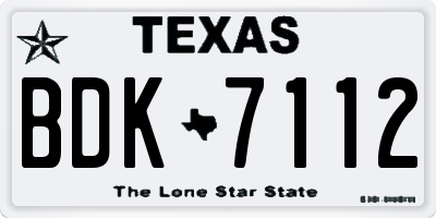 TX license plate BDK7112