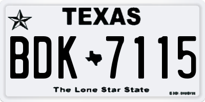 TX license plate BDK7115