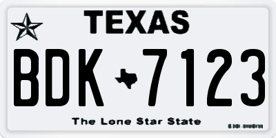 TX license plate BDK7123
