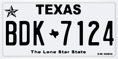 TX license plate BDK7124