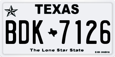 TX license plate BDK7126