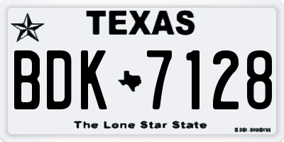 TX license plate BDK7128