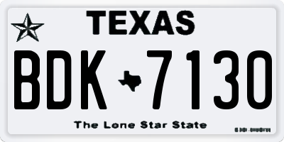 TX license plate BDK7130