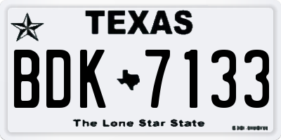 TX license plate BDK7133