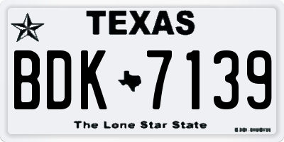 TX license plate BDK7139
