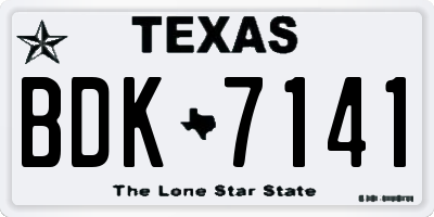 TX license plate BDK7141