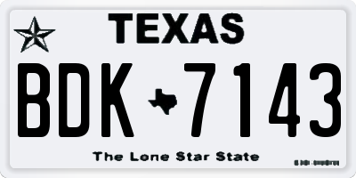 TX license plate BDK7143