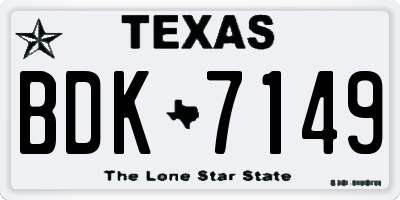 TX license plate BDK7149