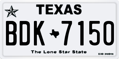 TX license plate BDK7150
