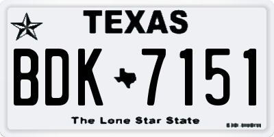 TX license plate BDK7151