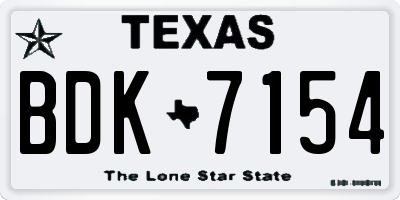 TX license plate BDK7154