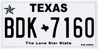 TX license plate BDK7160