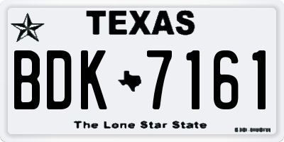 TX license plate BDK7161