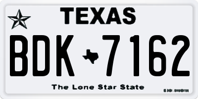 TX license plate BDK7162