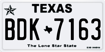 TX license plate BDK7163