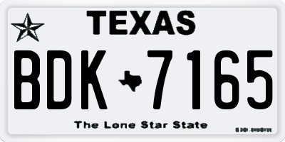 TX license plate BDK7165