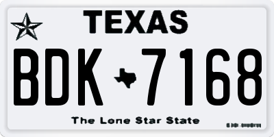 TX license plate BDK7168