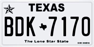 TX license plate BDK7170