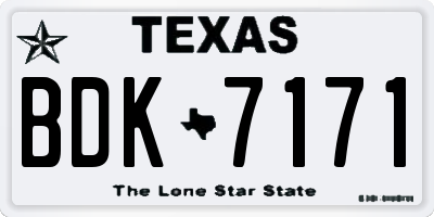 TX license plate BDK7171