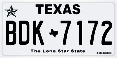 TX license plate BDK7172
