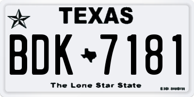 TX license plate BDK7181
