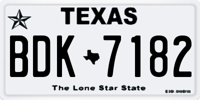 TX license plate BDK7182