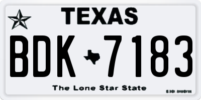 TX license plate BDK7183