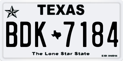 TX license plate BDK7184