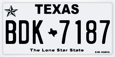TX license plate BDK7187