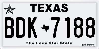 TX license plate BDK7188