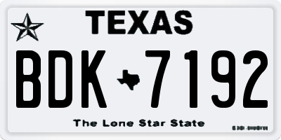 TX license plate BDK7192