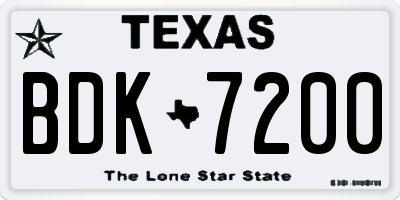 TX license plate BDK7200