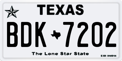 TX license plate BDK7202
