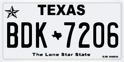 TX license plate BDK7206