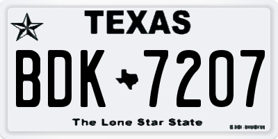 TX license plate BDK7207