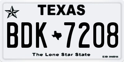 TX license plate BDK7208