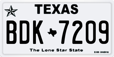 TX license plate BDK7209