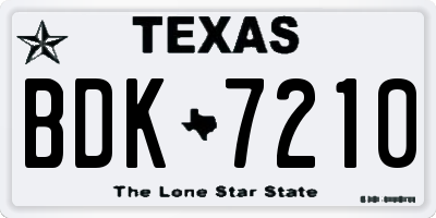 TX license plate BDK7210