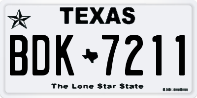 TX license plate BDK7211