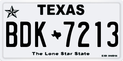 TX license plate BDK7213