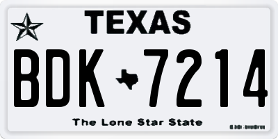 TX license plate BDK7214