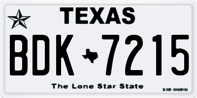 TX license plate BDK7215