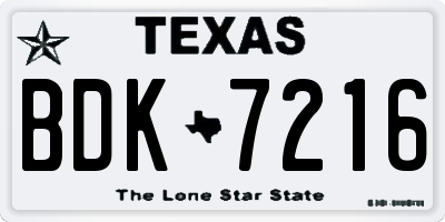 TX license plate BDK7216