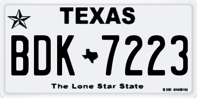 TX license plate BDK7223