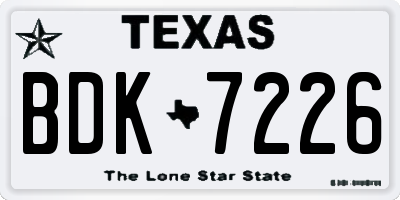 TX license plate BDK7226