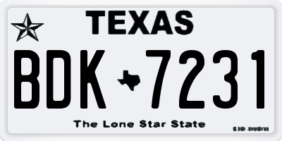 TX license plate BDK7231